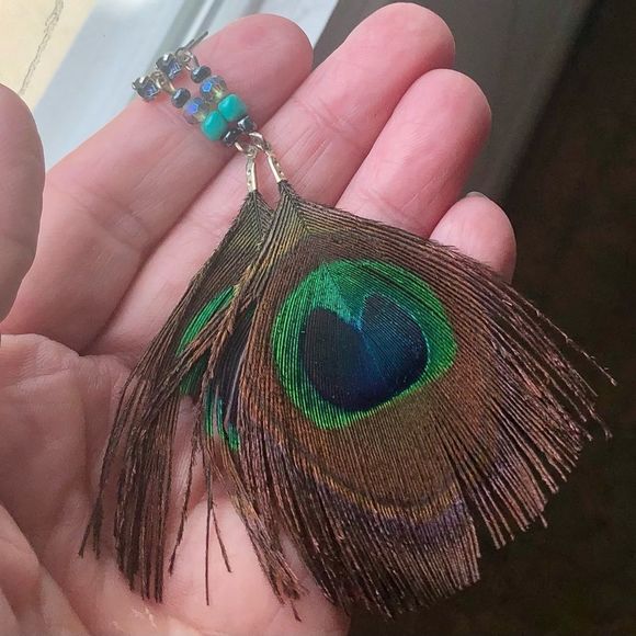 3 pair pierced earrings, evil eye, feather, crystal - Picture 5 of 9